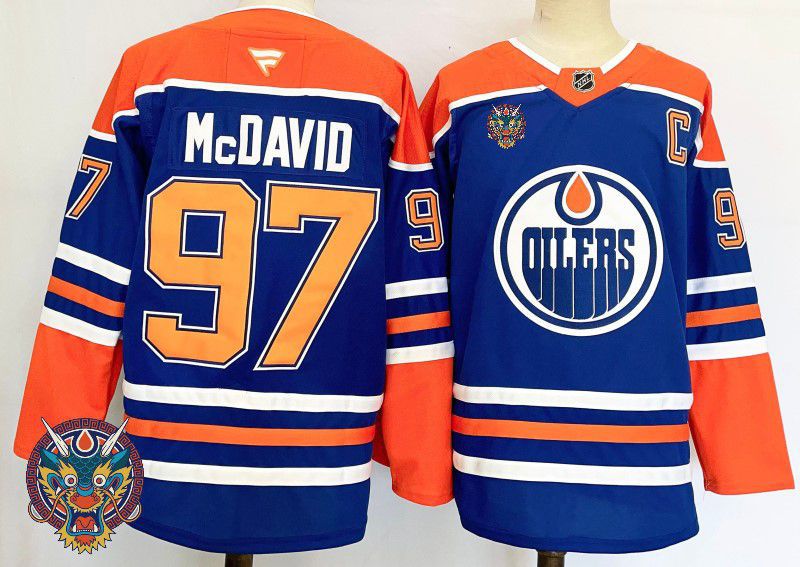 Men Edmonton Oilers #97 Mcdavid Blue Fanatics 2025 NHL Jersey style 8